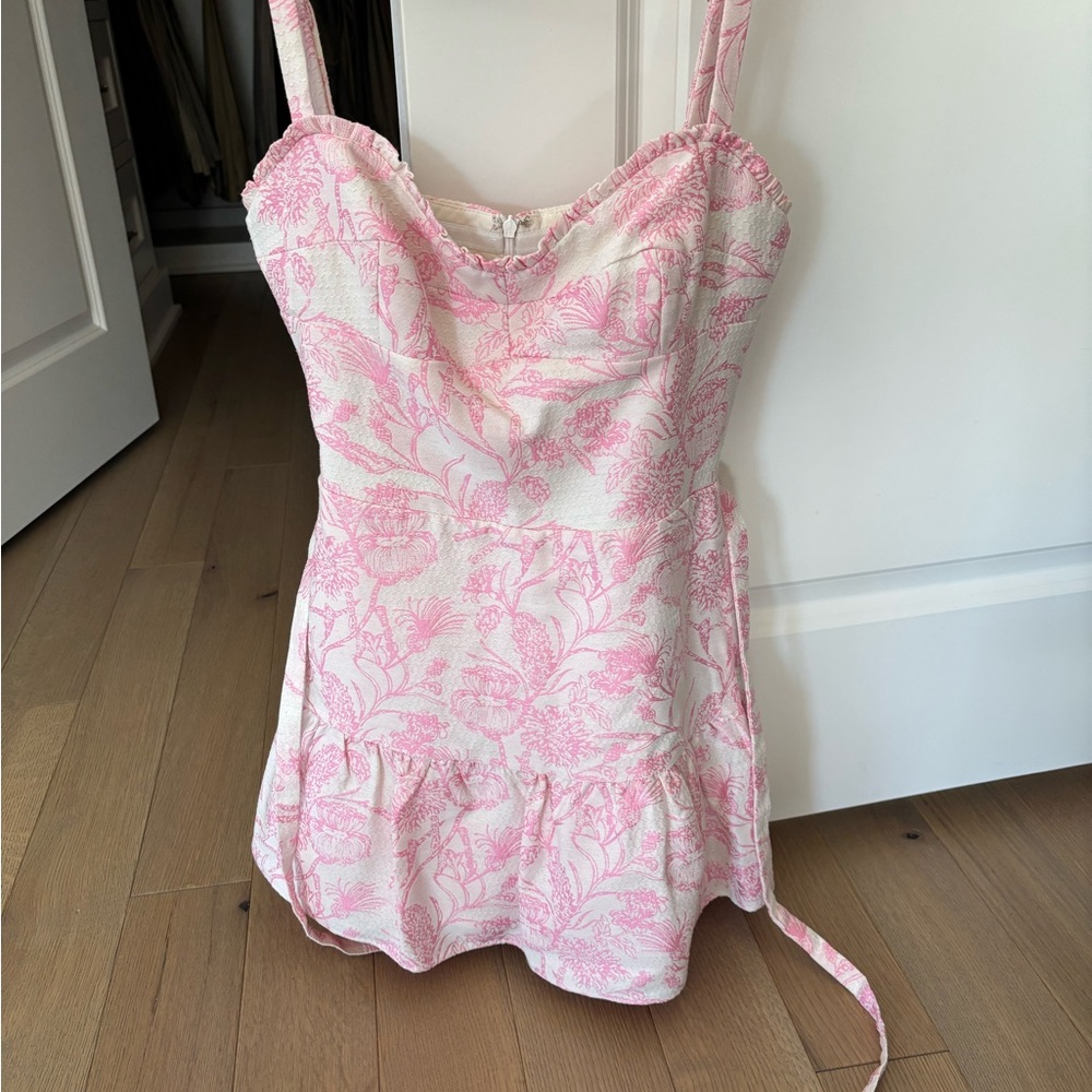 Amanda Uprichard Pink and White Mini Dress